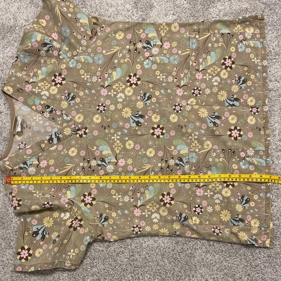 Tafford Tan Muted Pastel Floral Print V Neck Medium Pre-owned - Picture 7 of 7
